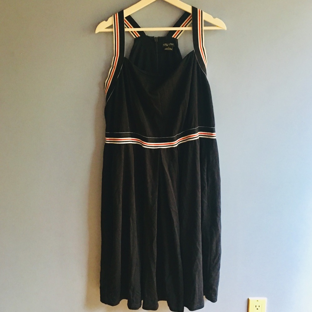 Navy blue City Chic dress with white/red accent